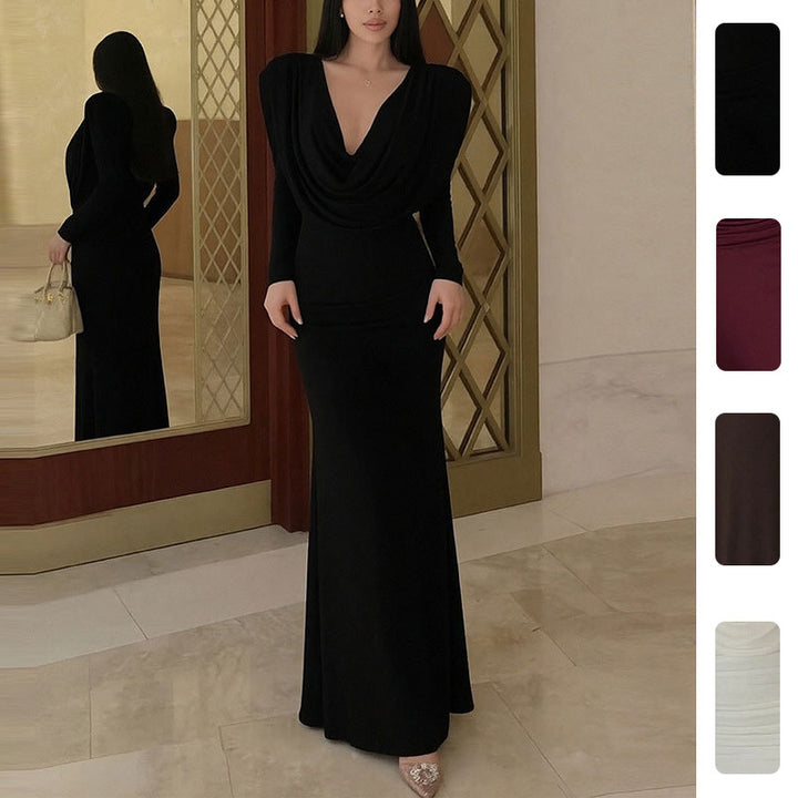 Damen Elegantes Maxikleid mit raffiniertem Wickelausschnitt und drapierten Details Drune
