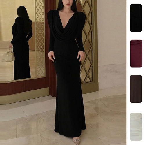 Damen Elegantes Maxikleid mit raffiniertem Wickelausschnitt und drapierten Details Drune