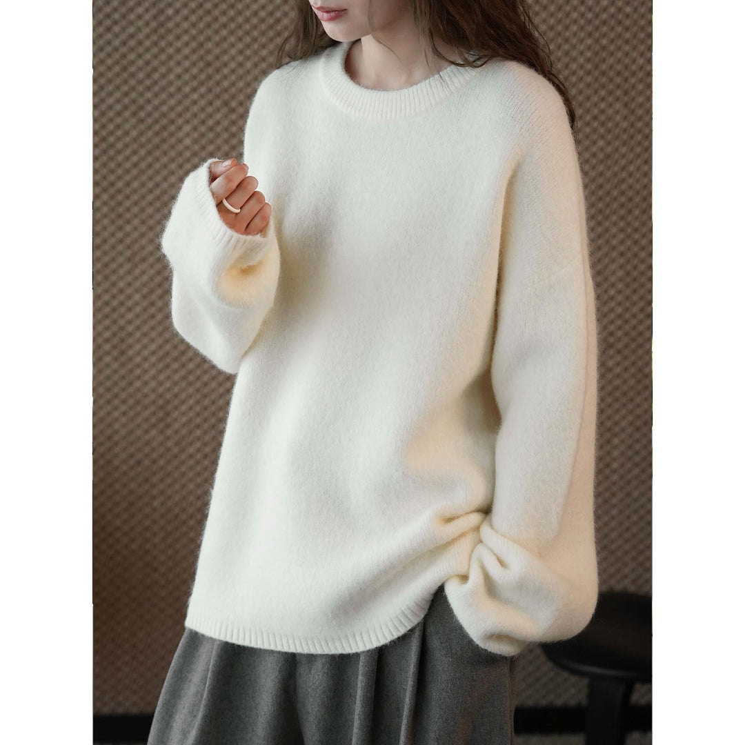 Damen Weicher Oversize-Strickpullover mit Rundhalsausschnitt Drune