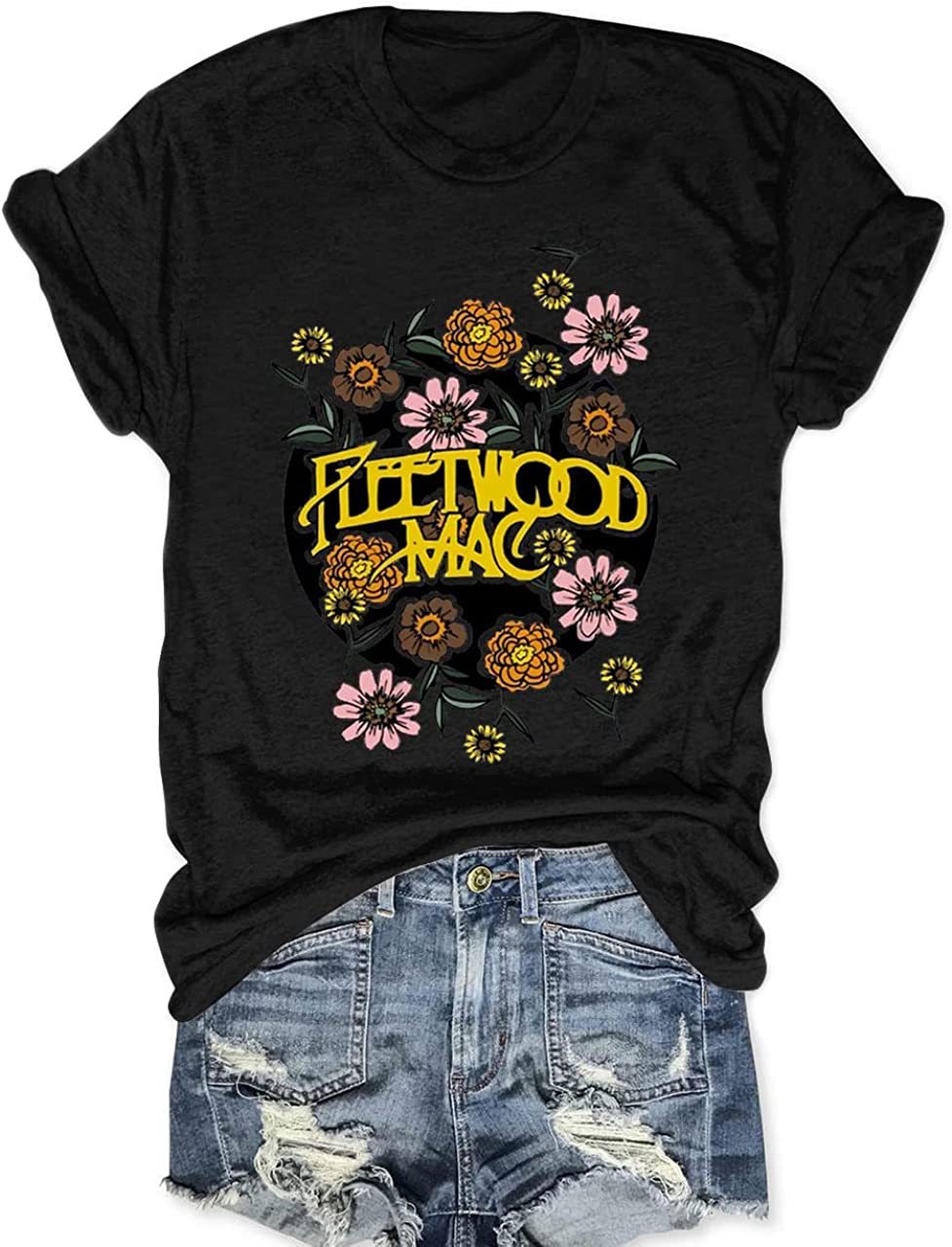 Frauen Vintage Band Grafik T-Shirt Drune