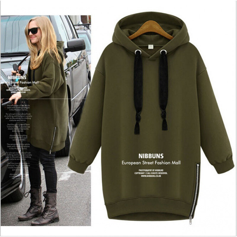 Damen Oversize Kapuzenpullover mit seitlichem Reißverschluss Drune