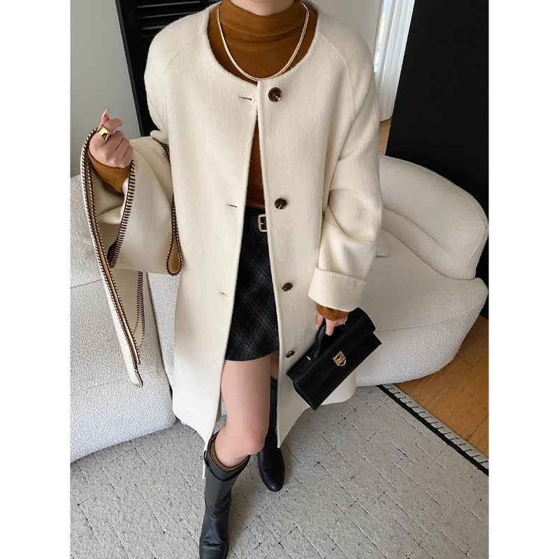 Damen eleganter Oversized-Mantel mit asymmetrischem Kragen und seitlichen Schlitzen Drune