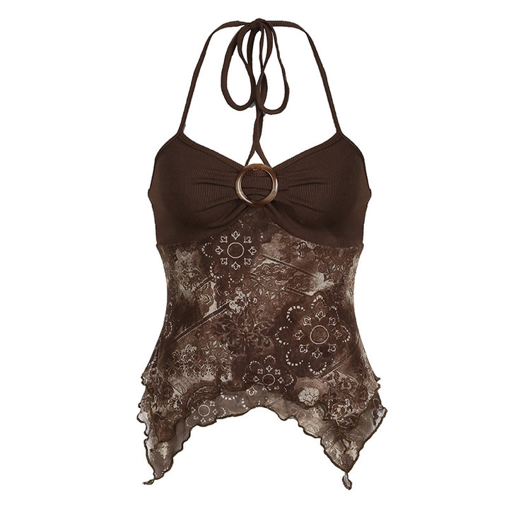 Damen sexy Spitzenoberteil mit floralem Design und verstellbaren Trägern Drune