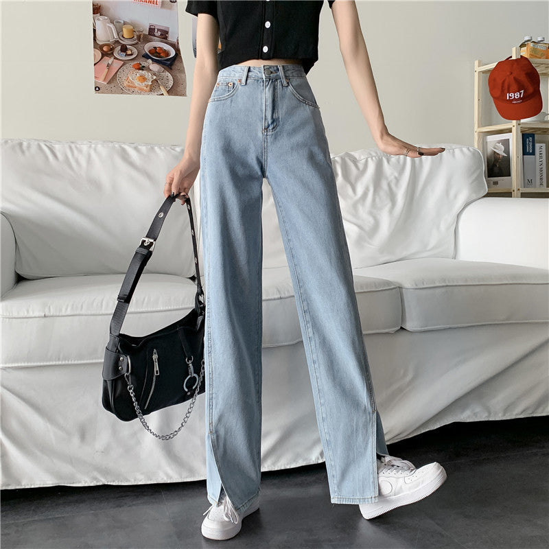 Damen Weit geschnittene Jeans mit seitlichen Schlitzen Drune