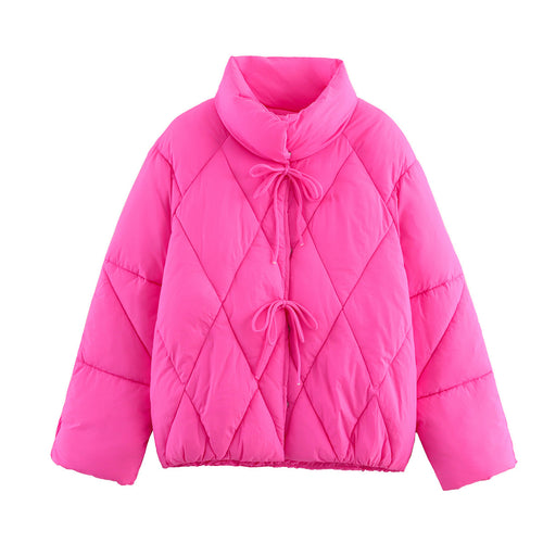 Damen gesteppte Freizeitjacke mit hoch stehendem Kragen und Kordelzug Drune