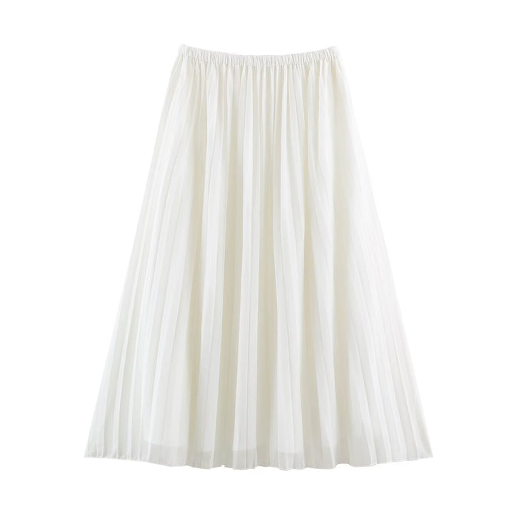 Damen Plissierter Maxi-Rock aus Chiffon mit elastischem Bund Drune