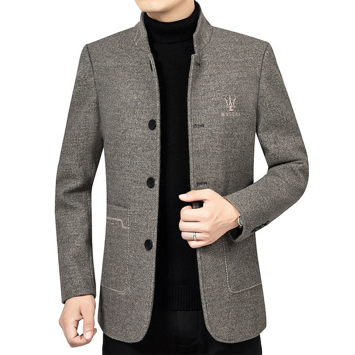 Herren Kurzmantel-Blazer mit Stehkragen und dekorativen Ziernähten Drune