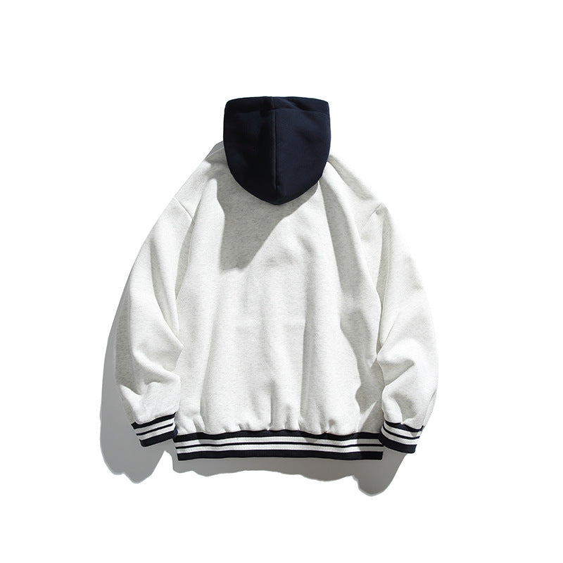 Unisex Oversize-Hoodie mit Kontrastkapuze, Knopfleiste und Kängurutasche Drune