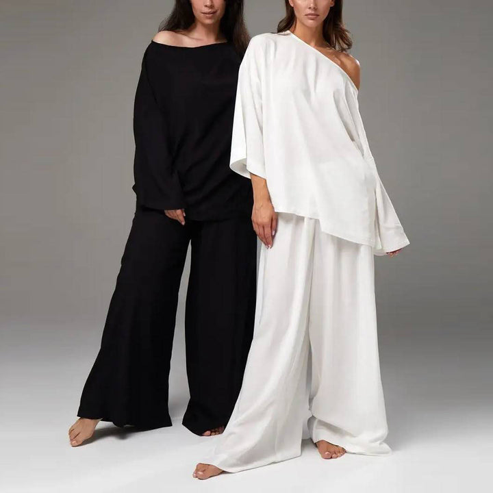 Damen Luftiges Lounge-Set mit weitem Oberteil und eleganten Palazzo-Hosen Drune
