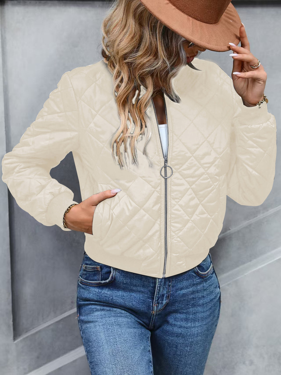 Damen gesteppte Bomberjacke im lässigen Schnitt mit bequemer Passform Drune