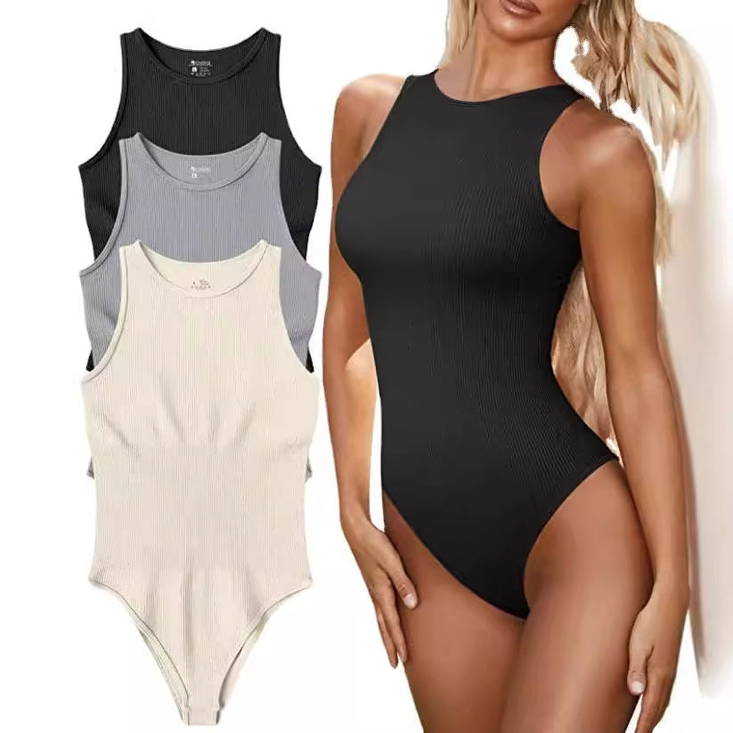 Damen nahtloser Badesuit mit sportlichem Schnitt und rippstrukturiertem Design Drune