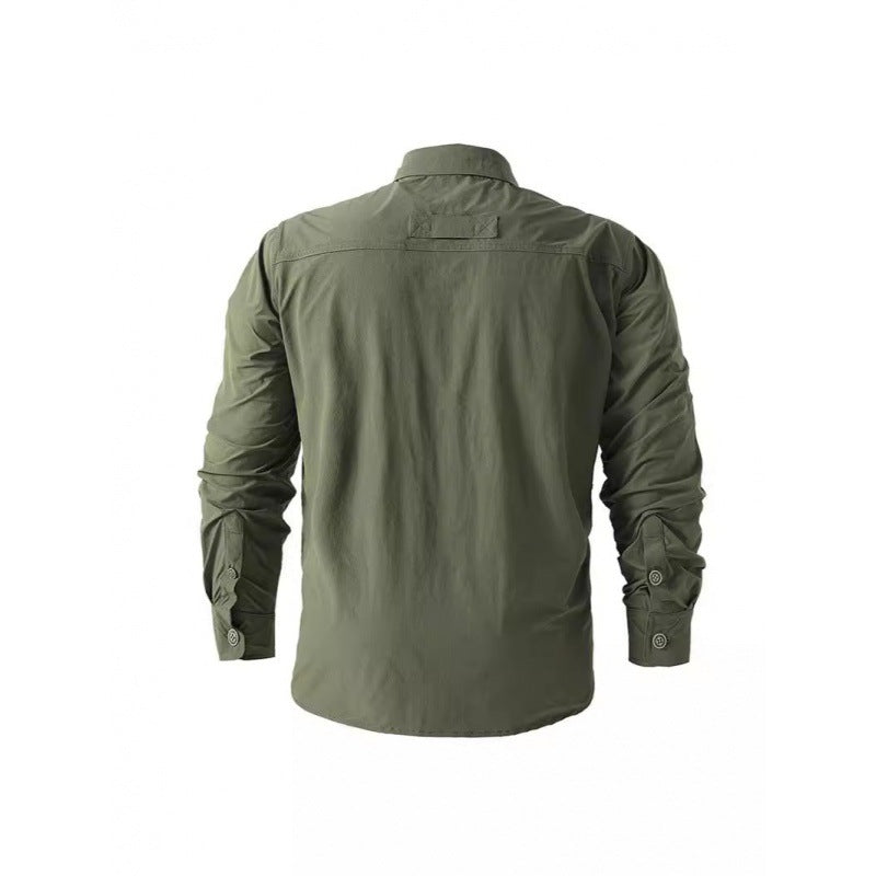 Herren Leichte Hemdenjacke im Utility‑Stil mit aufgesetzten Brustklappen und Knopfleiste Drune