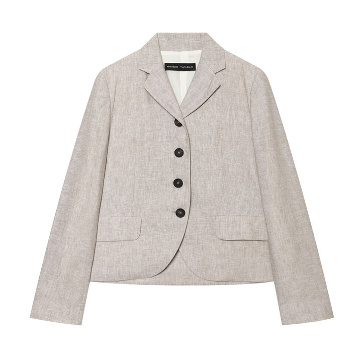 Damen nan cropped Leinenblazer mit fallendem Revers Mehrfachknopfleiste und aufgesetzten Pattentaschen Drune