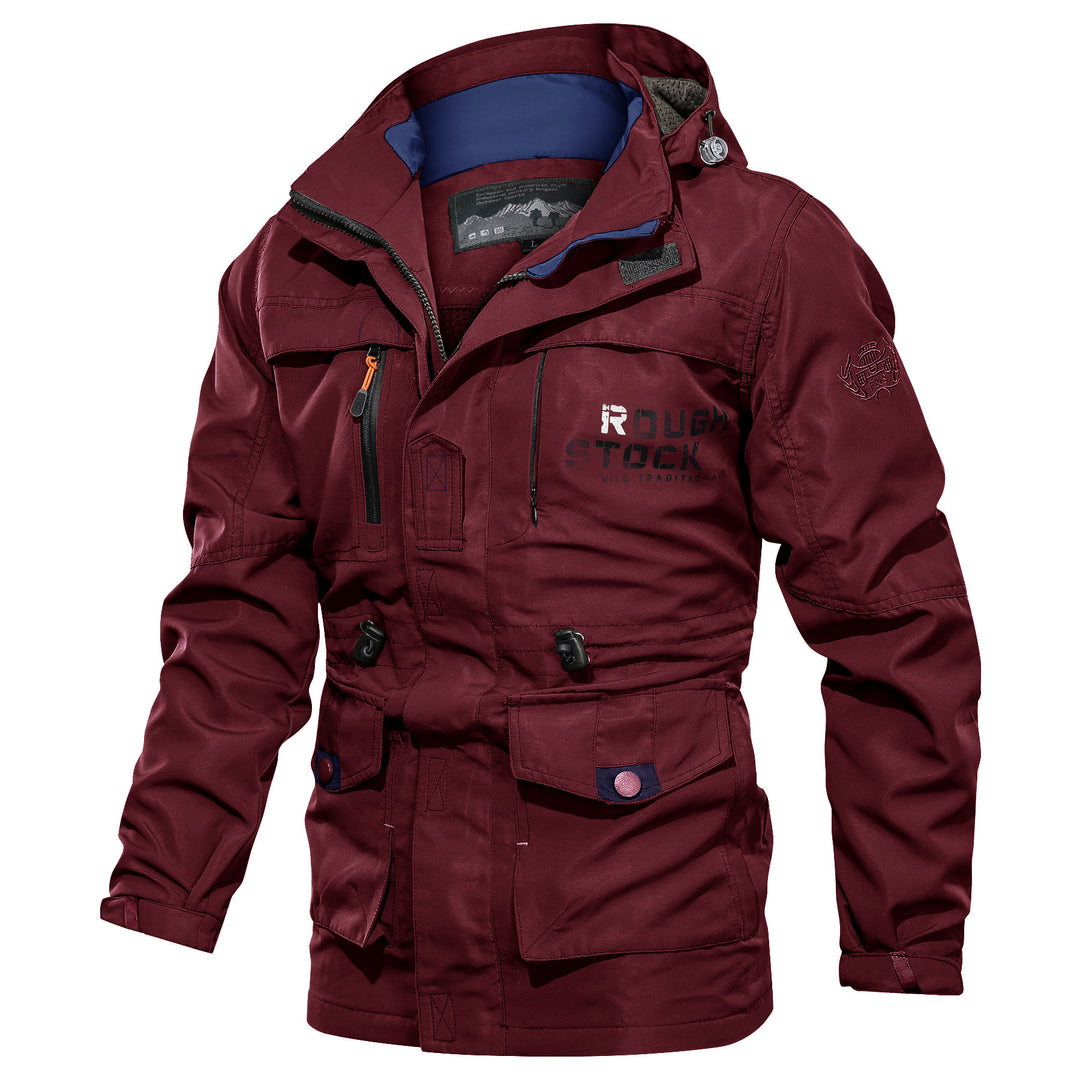 Herren Fieldparka im Utility-Stil mit Kapuze, Mehrfachtaschen und Kordelzug Drune