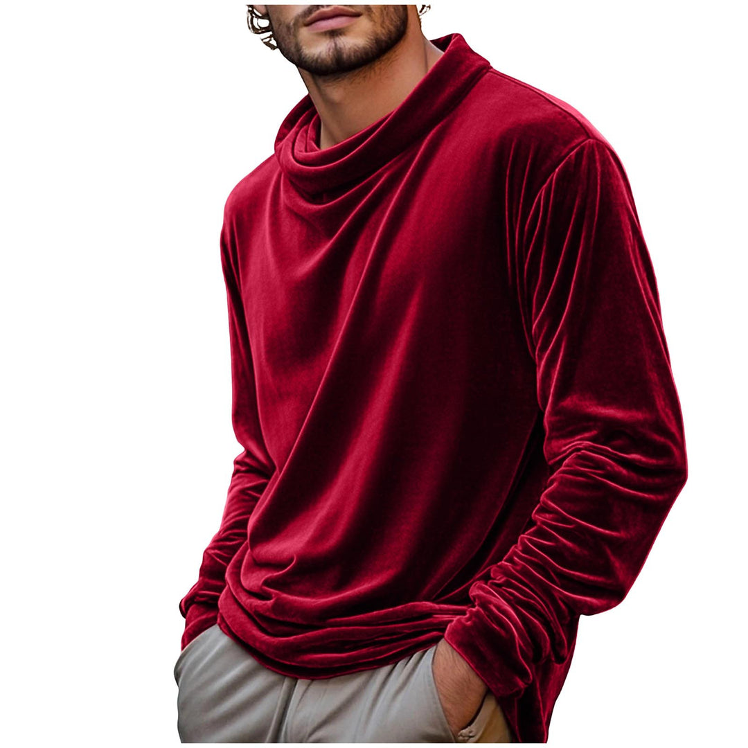 Herren Samt-Langarmshirt mit Schalkragen Drune