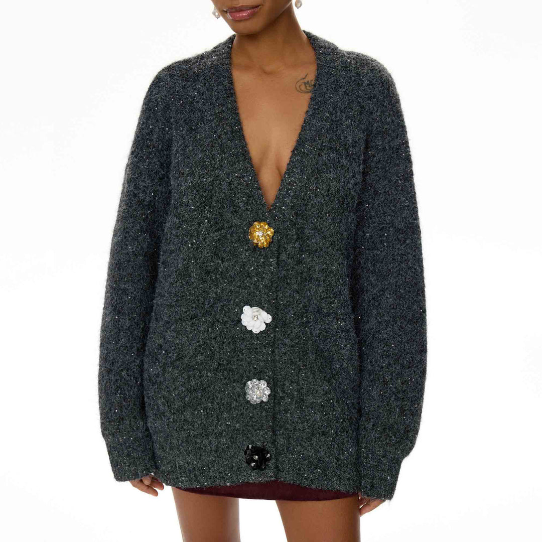 Damen Strickjacke mit auffälligen Knopfdetails und weichem Material Drune