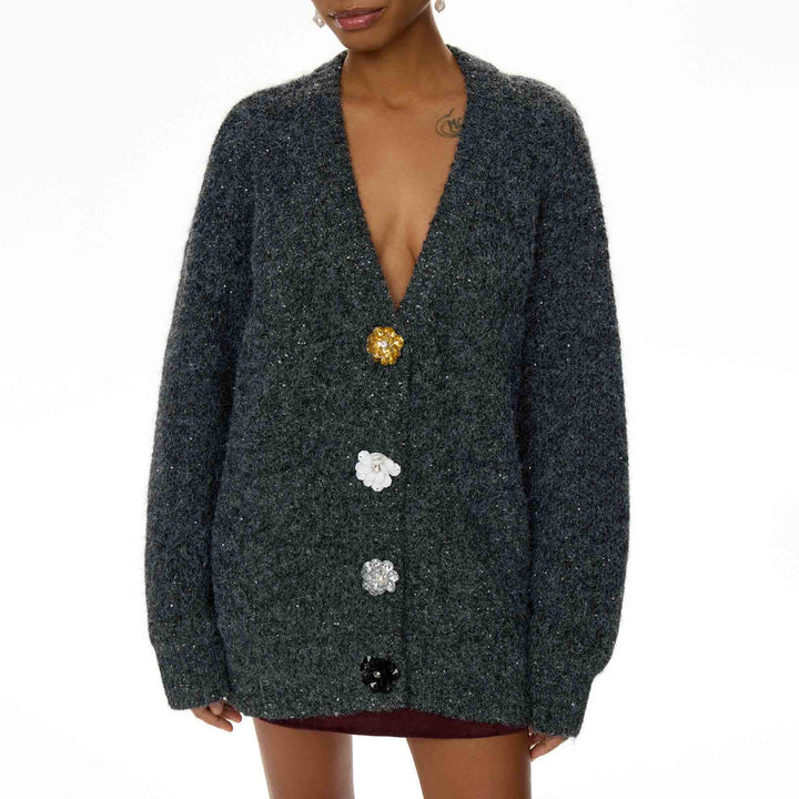 Damen Strickjacke mit auffälligen Knopfdetails und weichem Material Drune