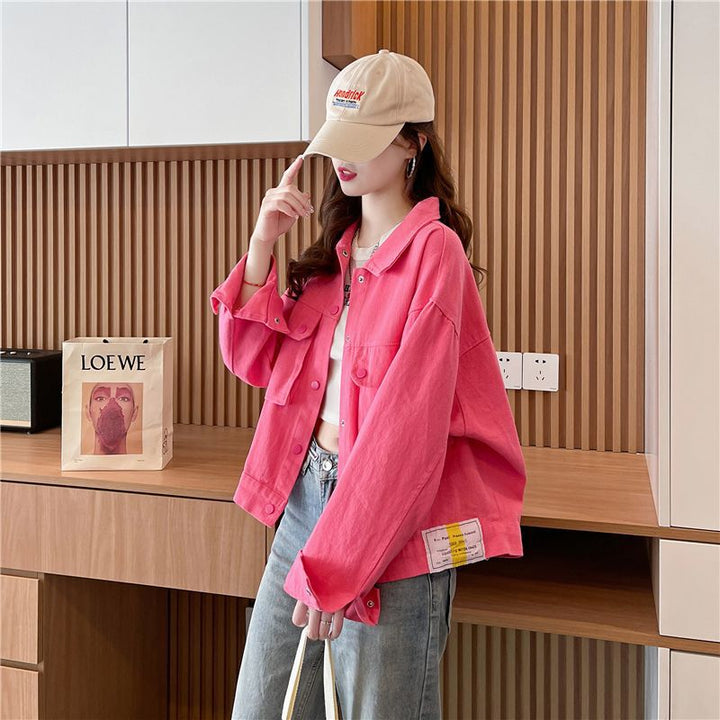 Damen modische Oversized-Jacke mit Druckknöpfen Drune