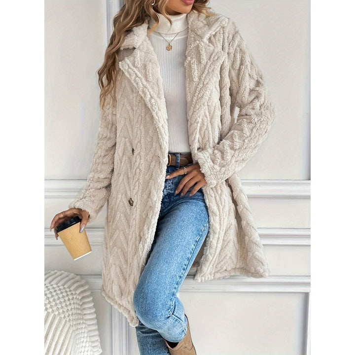 Damen Kuscheliger Teddy-Mantel mit doppelter Knopfleiste und strukturiertem Design Drune