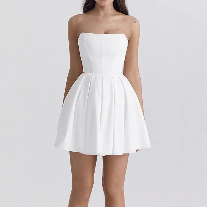Damen Elegant geschnittenes A-Linie Minikleid Drune