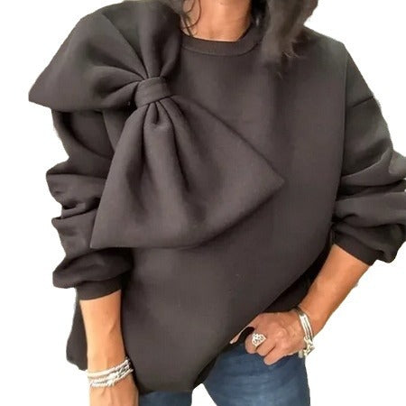 Damen Modischer Sweatshirt mit dekorativem Schleifen-Detail Drune