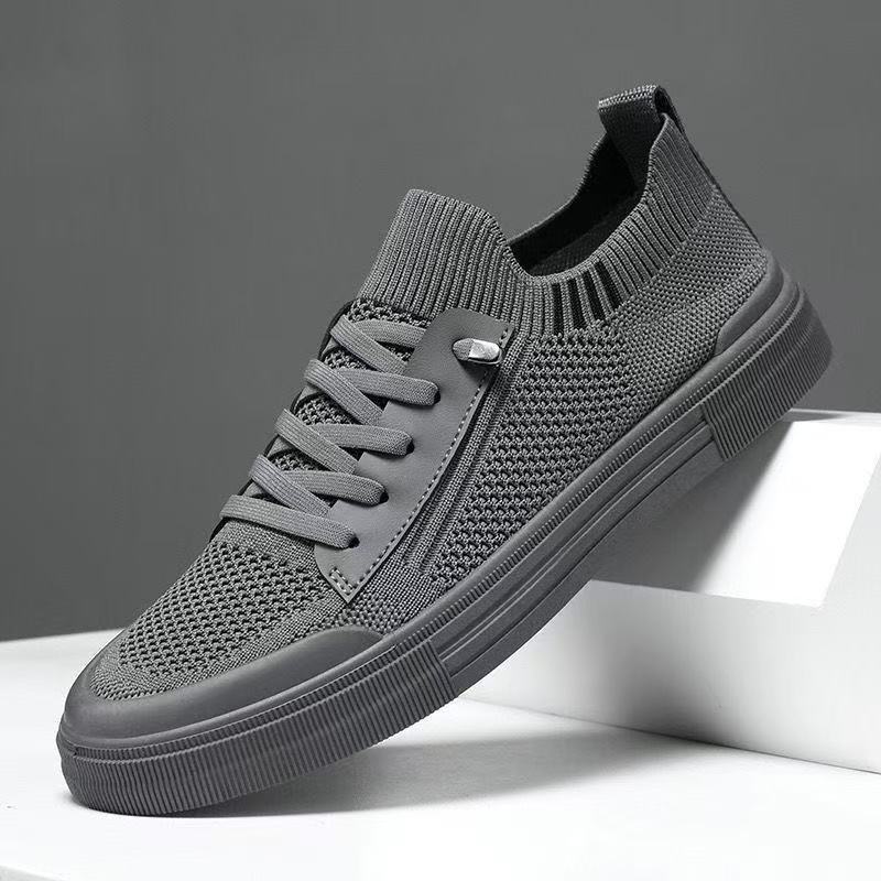 Herren Low-Top Strick-City-Sneaker mit elastischem Schaft, seitlichem Reißverschluss und stoßdämpfender Gummisohle Drune