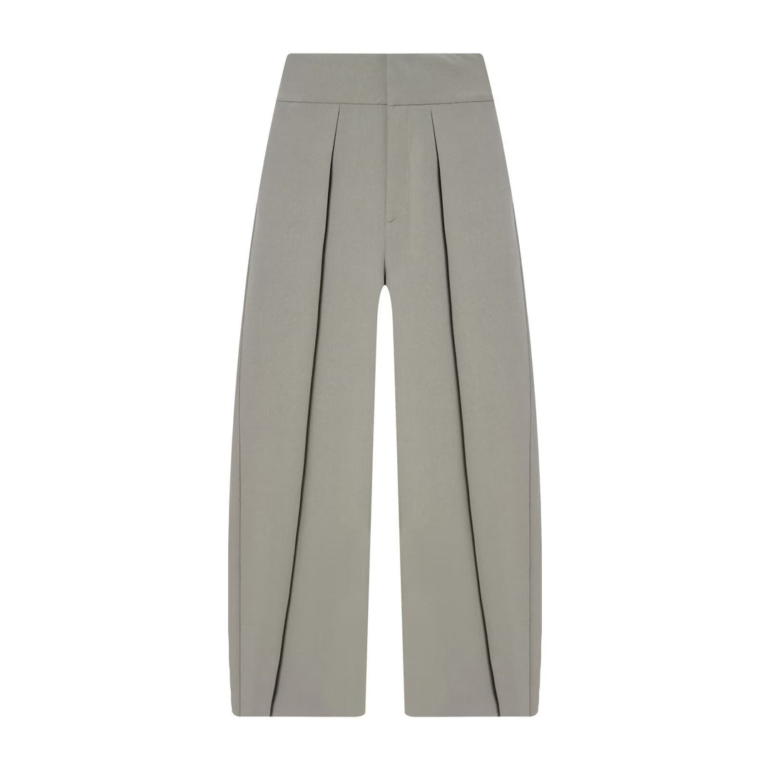 Damen Hochtaillierte Plissée-Hose mit weitem Bein und markanten Vorderfalten Drune