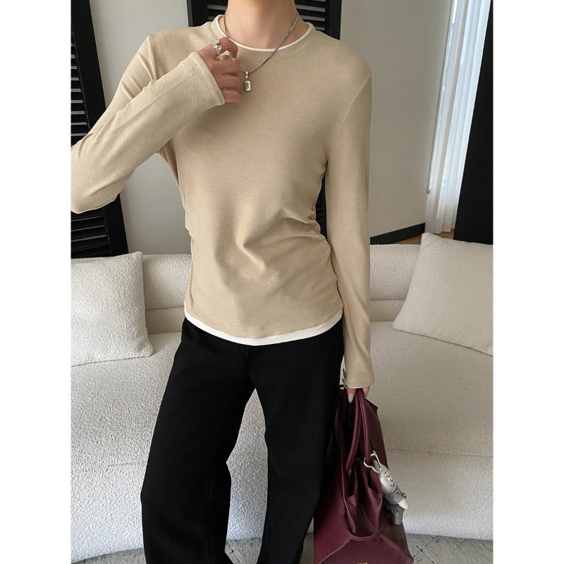 Damen lässiger Langarmshirt aus hochwertiger Baumwolle Drune