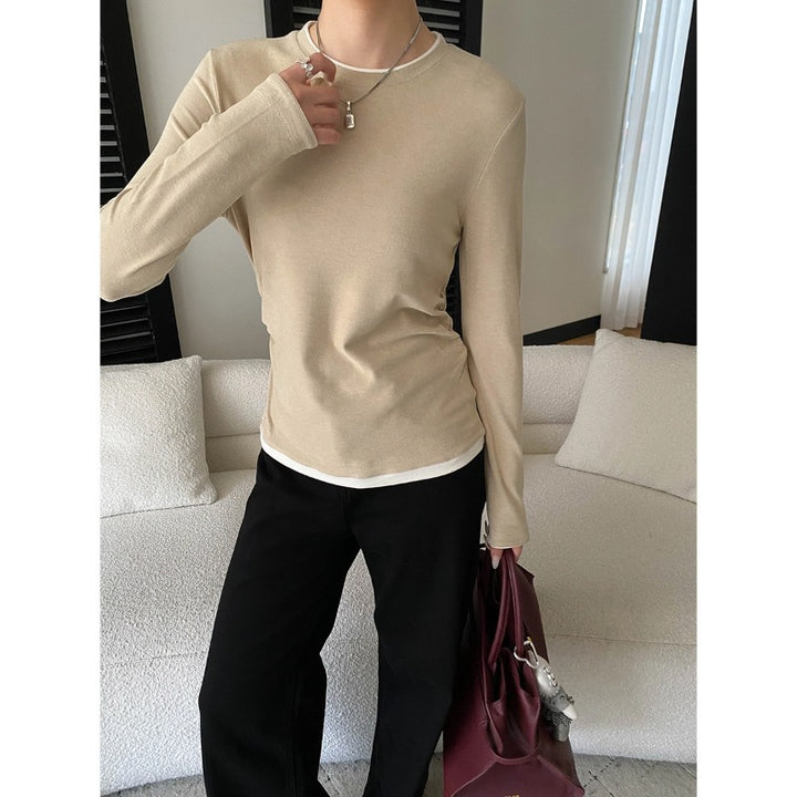 Damen lässiger Langarmshirt aus hochwertiger Baumwolle Drune