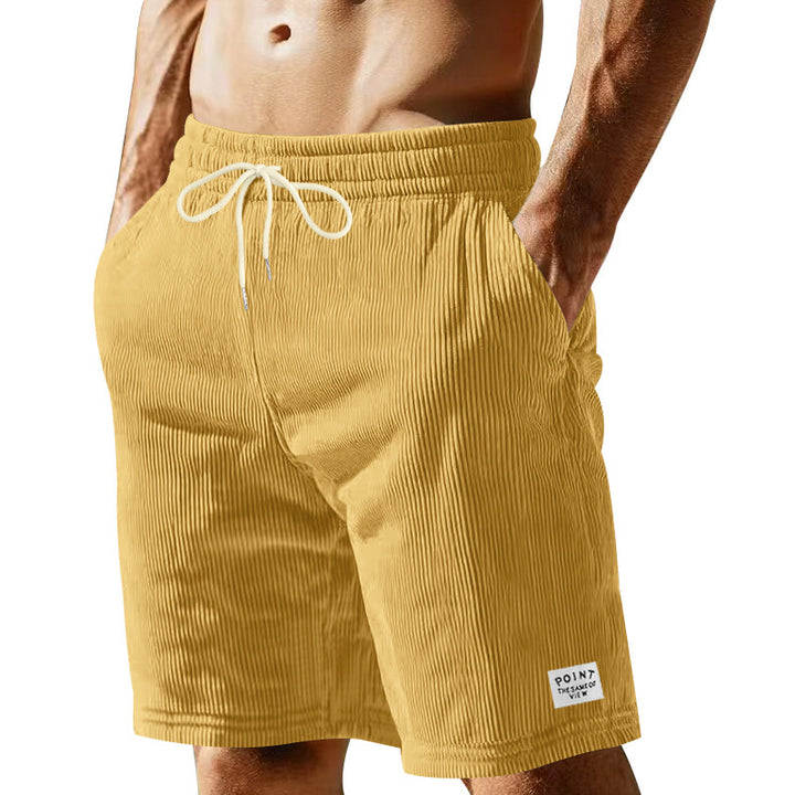 Herren nan knielange Lounge-Shorts im Rippenstrukturjersey mit elastischem Kordelzugbund und aufgesetzten Eingrifftaschen Drune