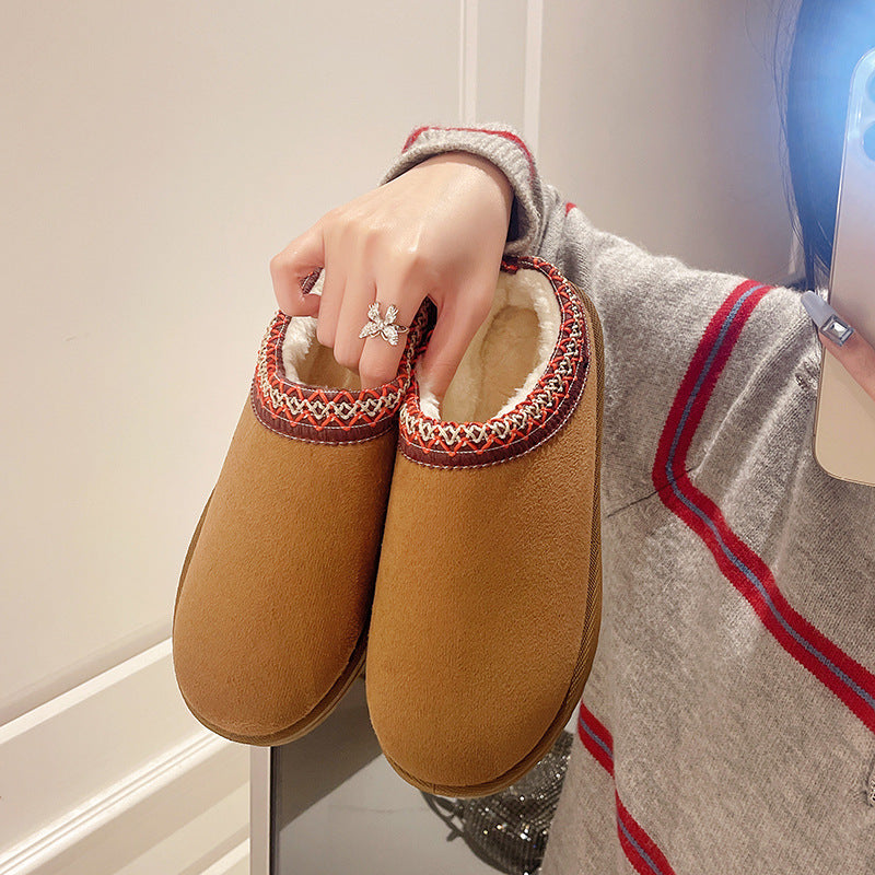 Damen Gefütterte Slipper‑Mules mit Teddyfutter und geflochtenem Saum Drune