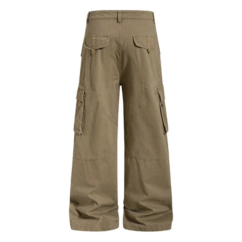 Damen Weite Cargo-Culottehose mit hoher Taille und Multi-Taschen Drune