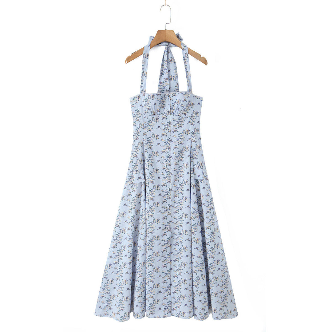 Damen A-Linien Kleid mit schulterfreiem Design und floralem Print Drune