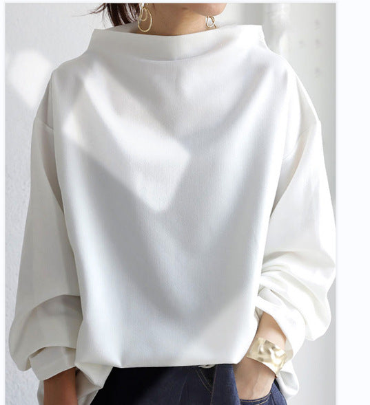 Frauen Oversize Bluse mit weitem Bootsausschnitt und Ballonärmeln Drune
