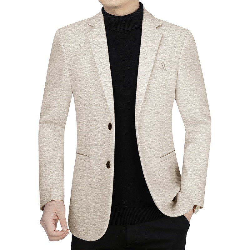 Herren Slim-Fit Sakko im Filzlook mit minimalistischen Pattentaschen Drune