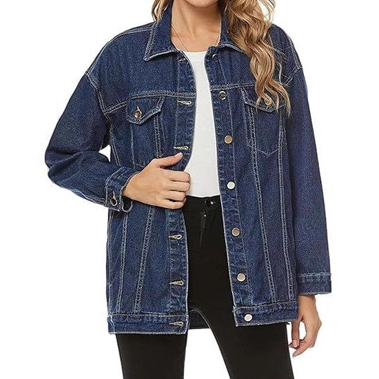 Damen Lässige Denimjacke mit oversized Schnitt Drune