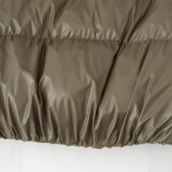 Damen Kurzer wattierter Boxy-Parka mit hohem Stehkragen und Druckknöpfen Drune