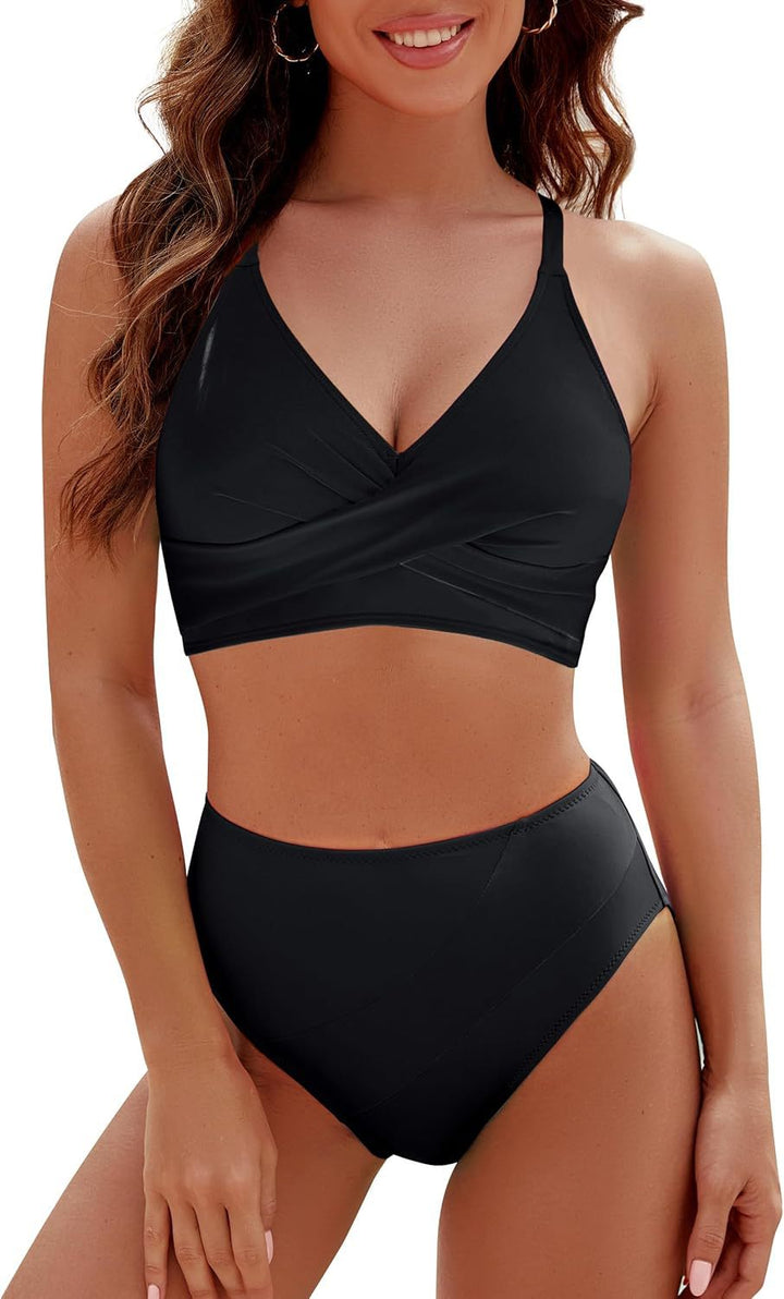 Damen Sportlicher Bikini-Set mit modernem Wickeldesign Drune