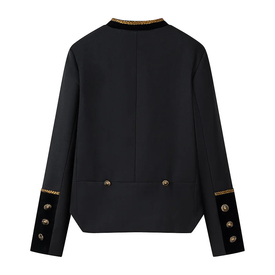 Damen nan militärisch inspirierte Kurzjacke mit Zierkordeln und Stehkragen Drune
