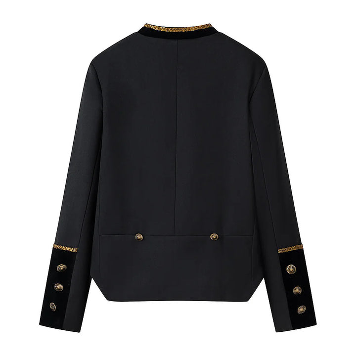 Damen nan militärisch inspirierte Kurzjacke mit Zierkordeln und Stehkragen Drune