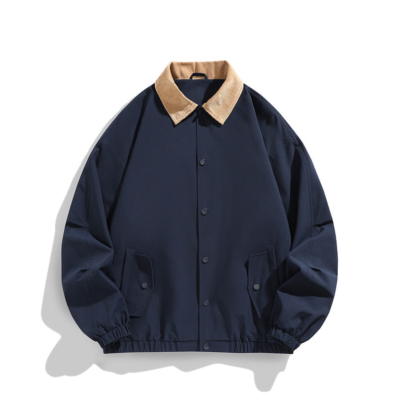 Herren Oversized Blouson mit Cordkragen, Druckknopfverschluss und Pattentaschen Drune