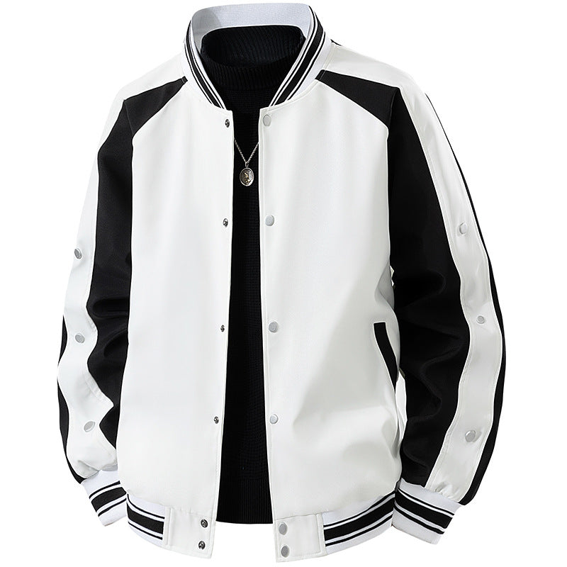 Herren Retro-College-Blouson mit Druckknopfverschluss, Raglanärmeln und Rippbündchen Drune