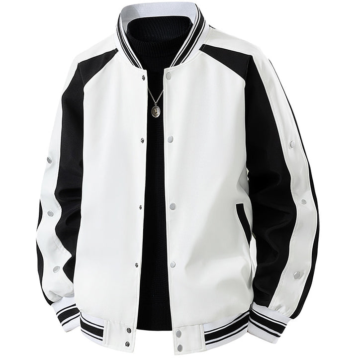 Herren Retro-College-Blouson mit Druckknopfverschluss, Raglanärmeln und Rippbündchen Drune