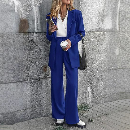 Damen nan Longblazer-Set mit kastiger Oversize-Silhouette, strukturierter Schulterpartie und hochtaillierter Palazzo-Hose Drune