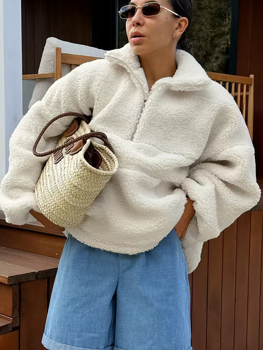 Damen Fleece-Pullover mit hohem Kragen Drune