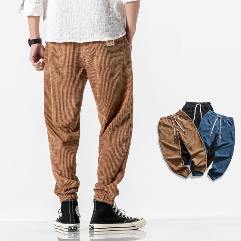 Herren Cordhose im Jogger‑Stil aus Cordvelours mit elastischem Bund und gerippten Beinabschlüssen Drune
