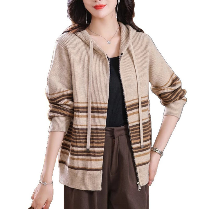 Damen Strickjacke mit Kapuze und Reißverschluss Drune