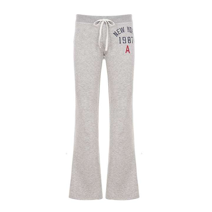 Damen nan weiche Flared-Jogginghose mit Kordelzug, Eingrifftaschen und auffälligem Love-Print Drune