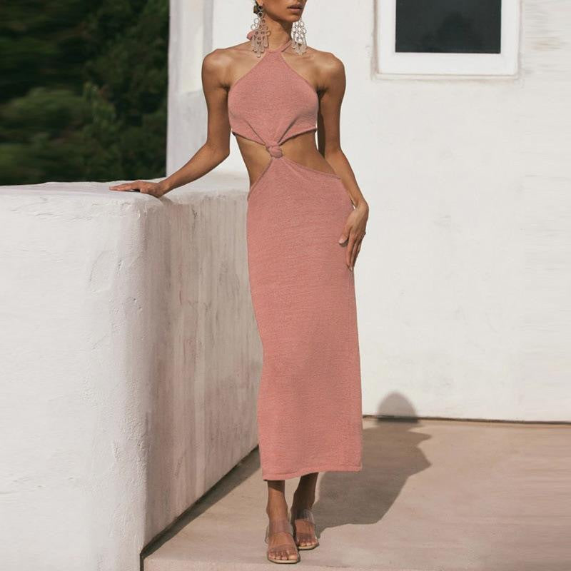 Damen Maxikleid mit cut-out Design und eleganter Knotendetail Drune