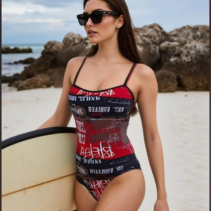 Damen Sportlicher Einteiler Badeanzug mit elastischen Trägern und figurformendem Schnitt Drune